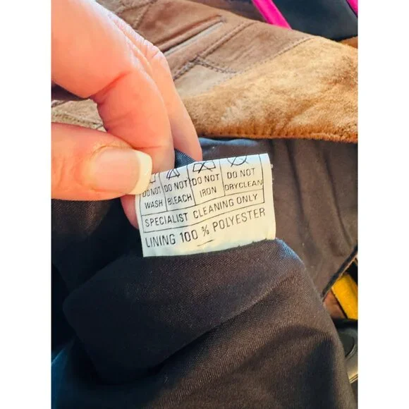 J.M.T. 70s Vintage Brown Leather Vest Jacket Suede Patchwork Western Boho Hippy - Picture 5 of 8